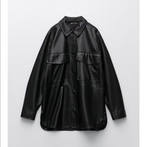 Zara faux leather overshirt shacket jacket new with tags